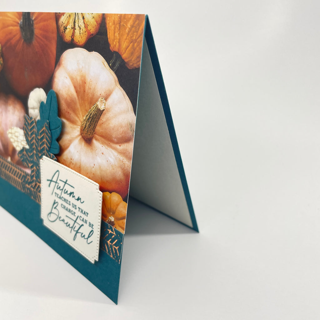 A Luxurious Celebration of Autumn’s Beauty - Pumpkins and Fall Leaves Card