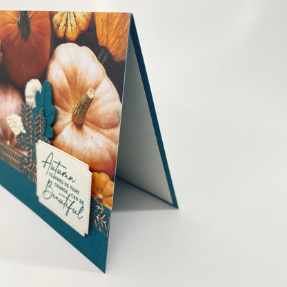 A Luxurious Celebration of Autumn’s Beauty - Pumpkins and Fall Leaves Card