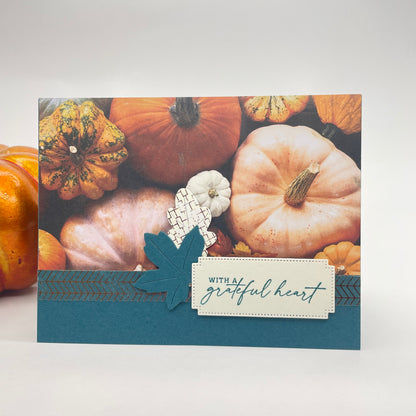 A Luxurious Celebration of Autumn’s Beauty - Pumpkins and Fall Leaves Card