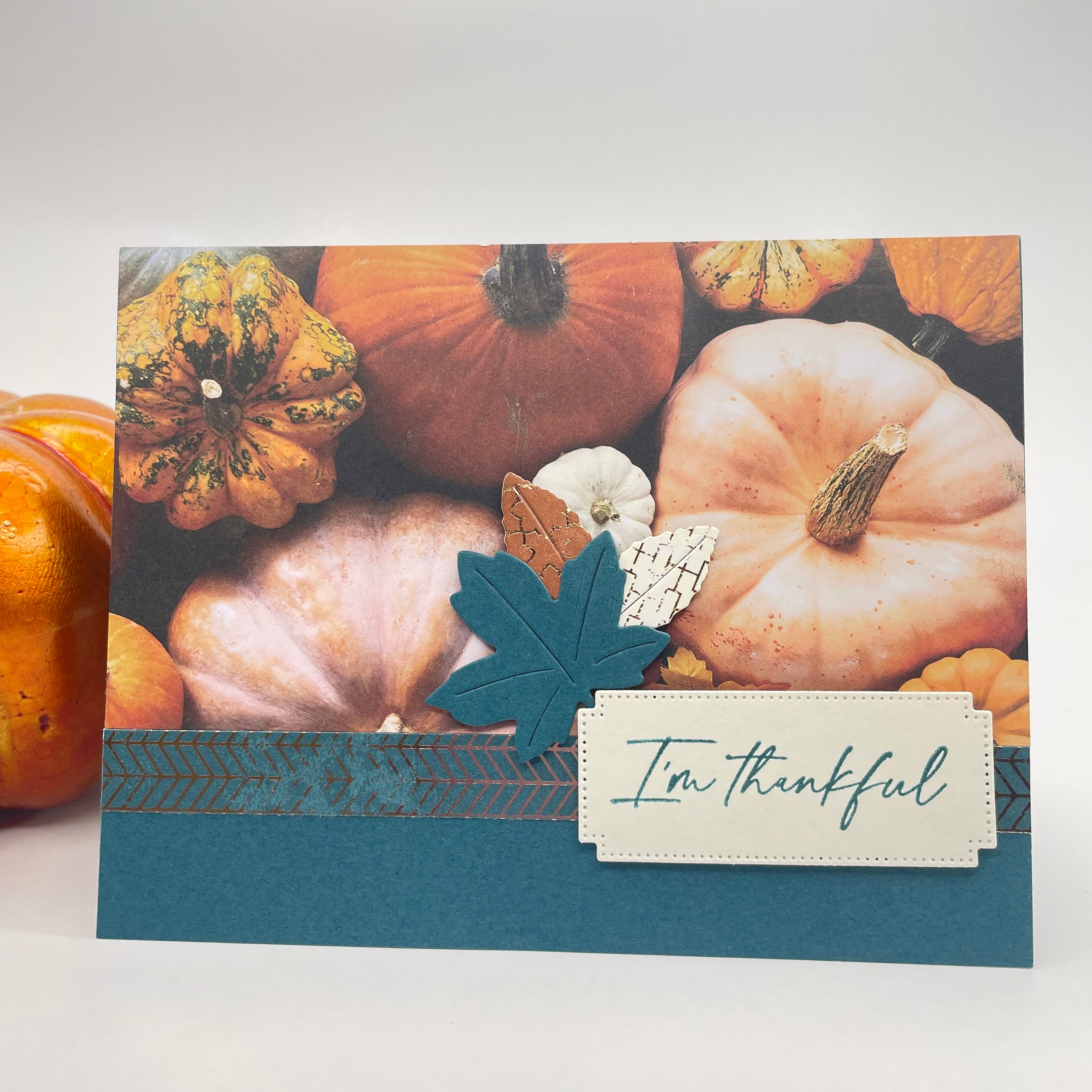 A Luxurious Celebration of Autumn’s Beauty - Pumpkins and Fall Leaves Card