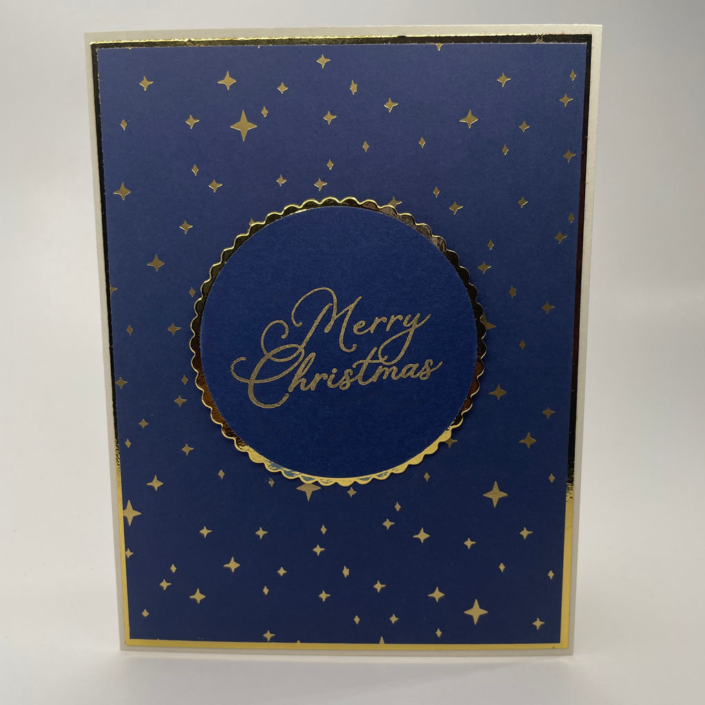 A Starry Holiday Elegance - Gold-Foiled Stars  Christmas Card