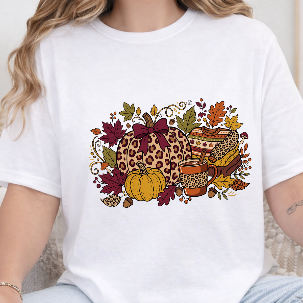 Sweaters and Pumpkins Leopard | Fall T-shirt