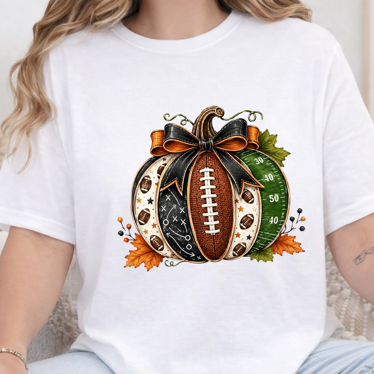 Football Themed Fall Pumpkin | Fall T-shirt