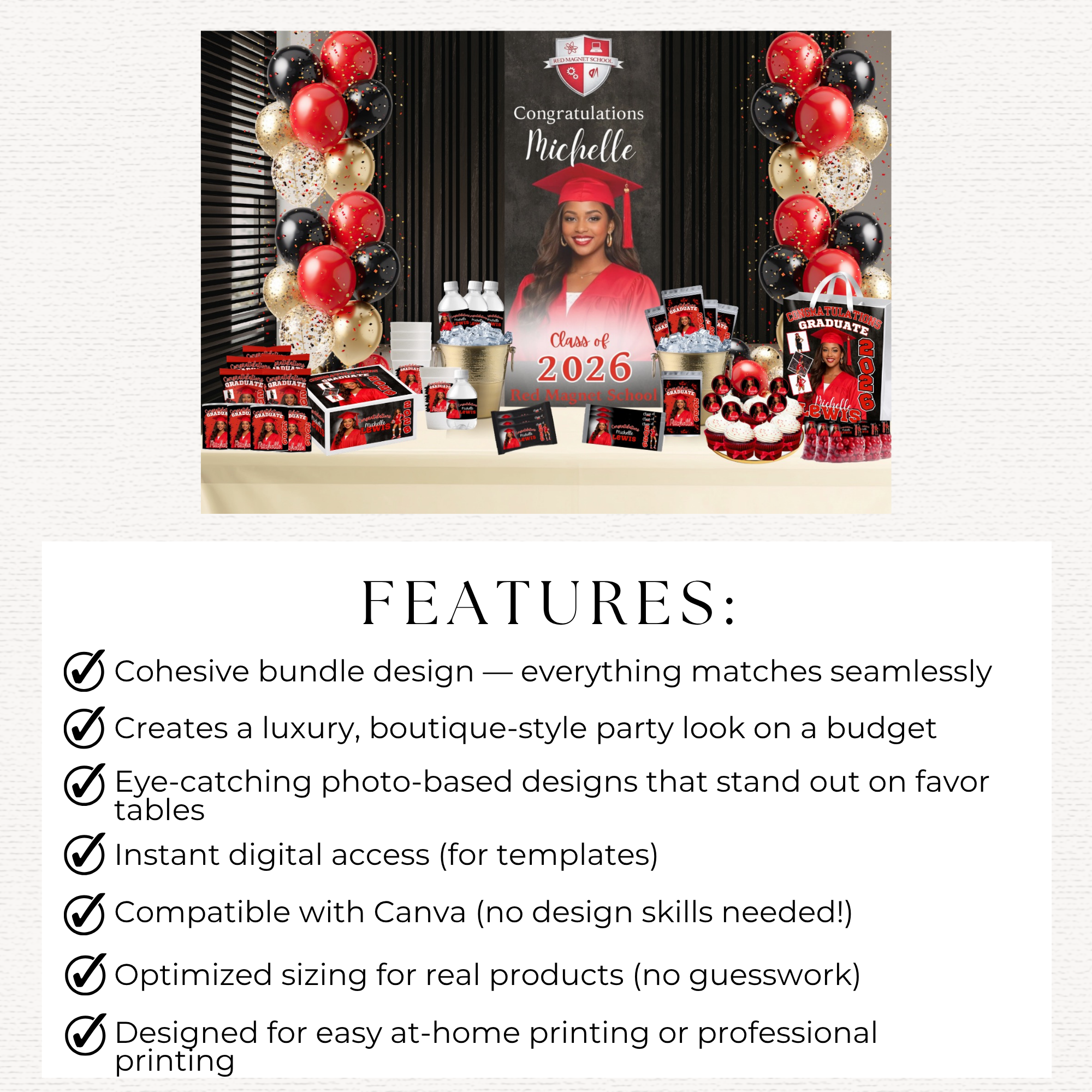 Custom Graduation Party Favor Template Bundle | Class of 2026 | Digital Download