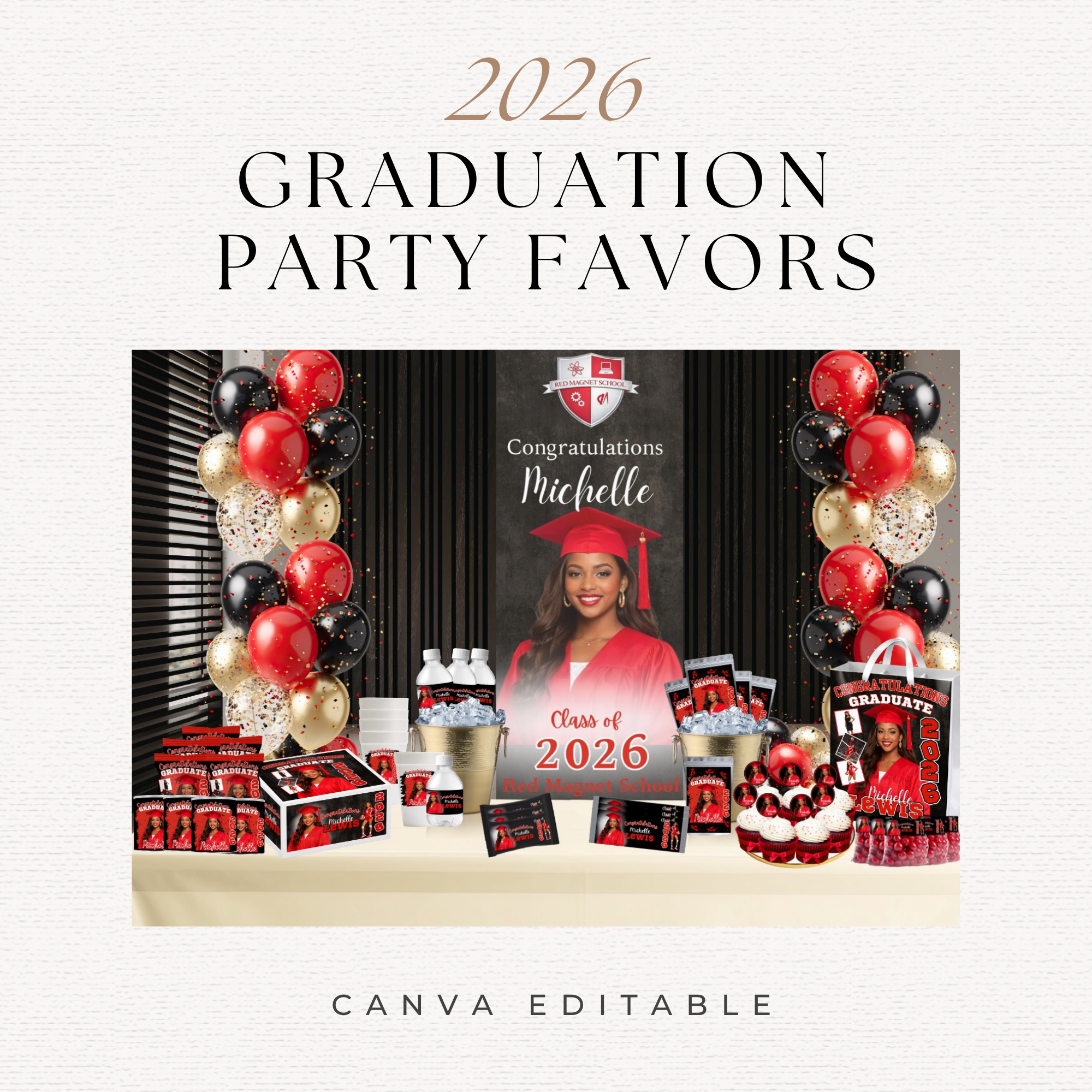 Custom Graduation Party Favor Template Bundle | Class of 2026 | Digital Download