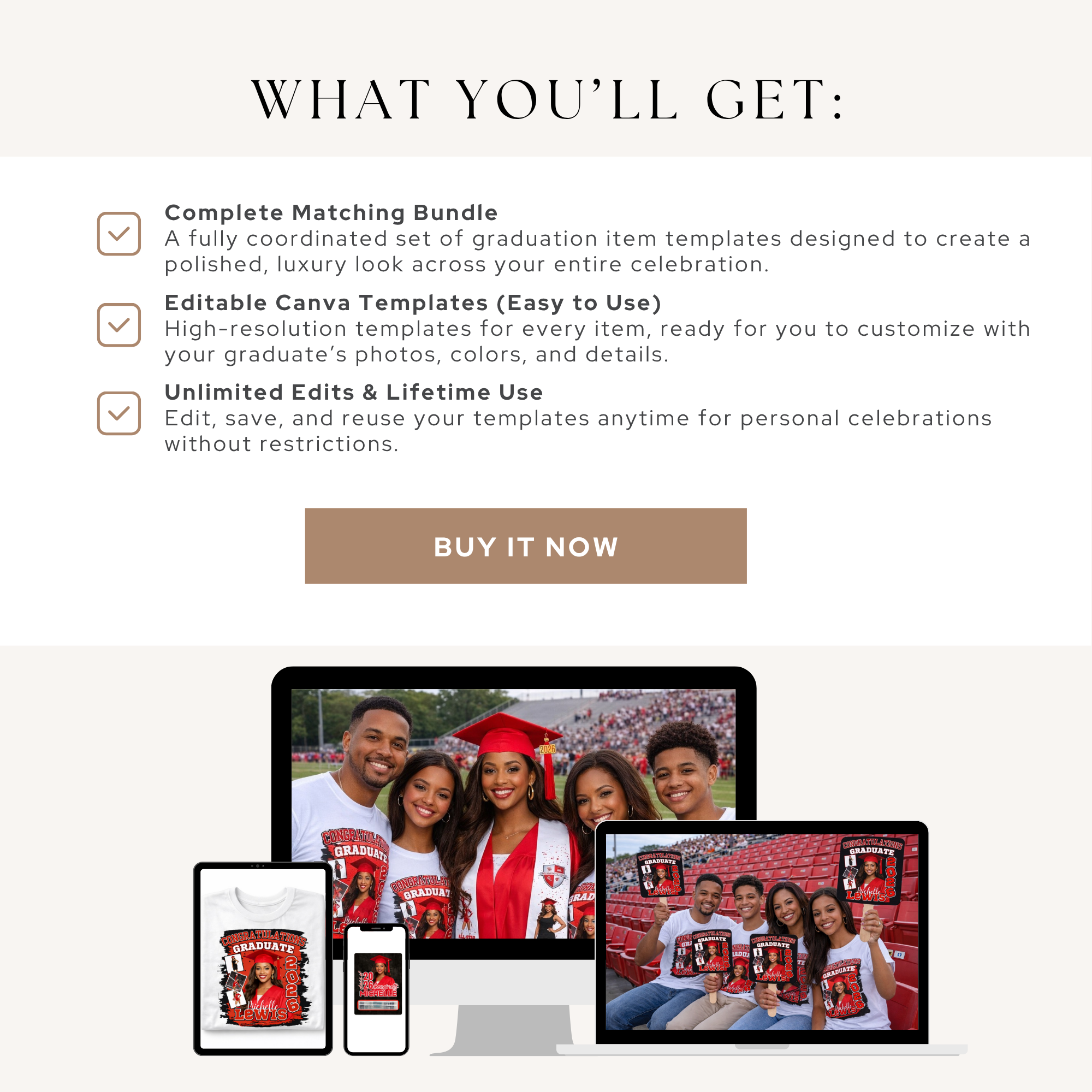 Luxury Graduation Memorabilia Template Bundle | Class of 2026 |Digital Download