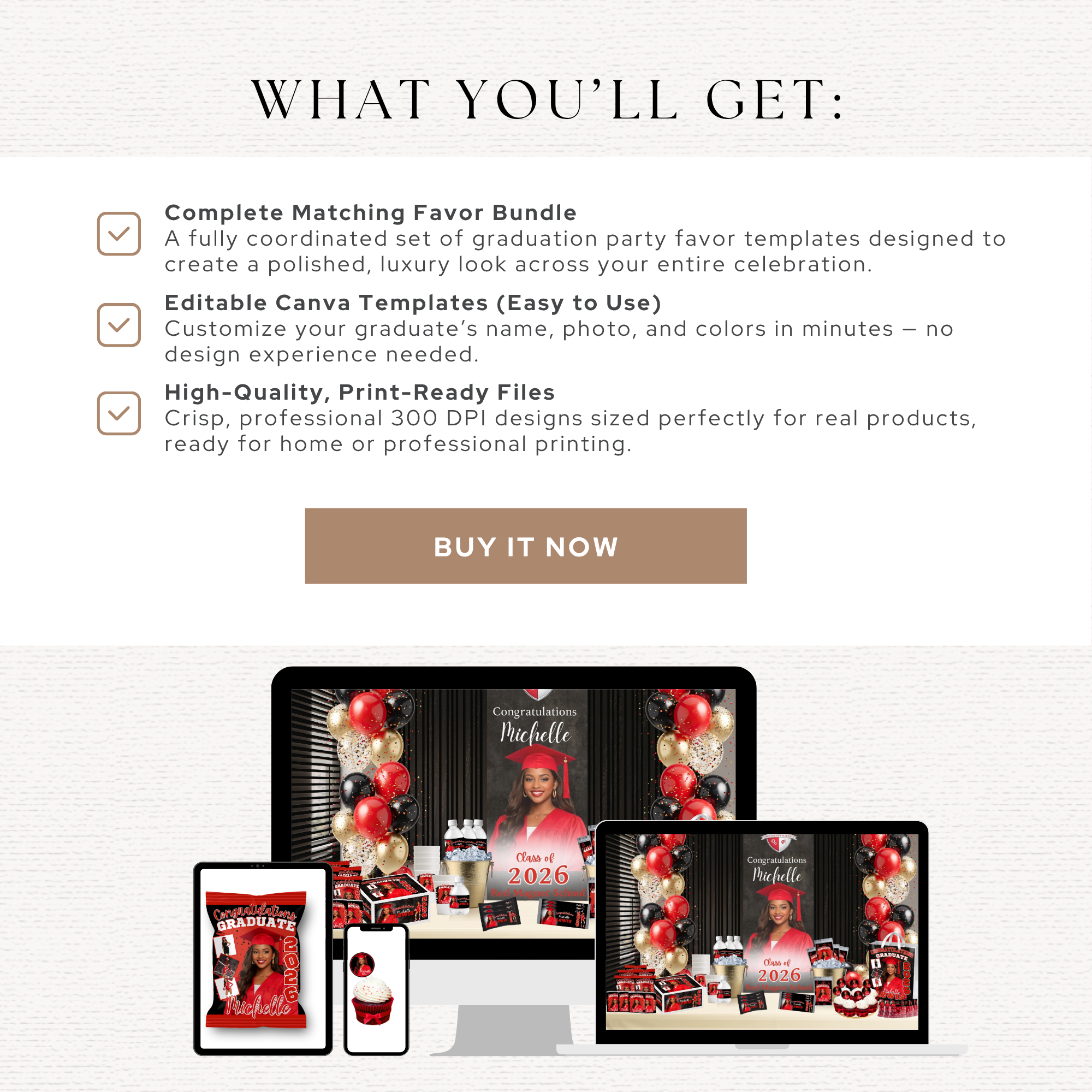 Custom Graduation Party Favor Template Bundle | Class of 2026 | Digital Download