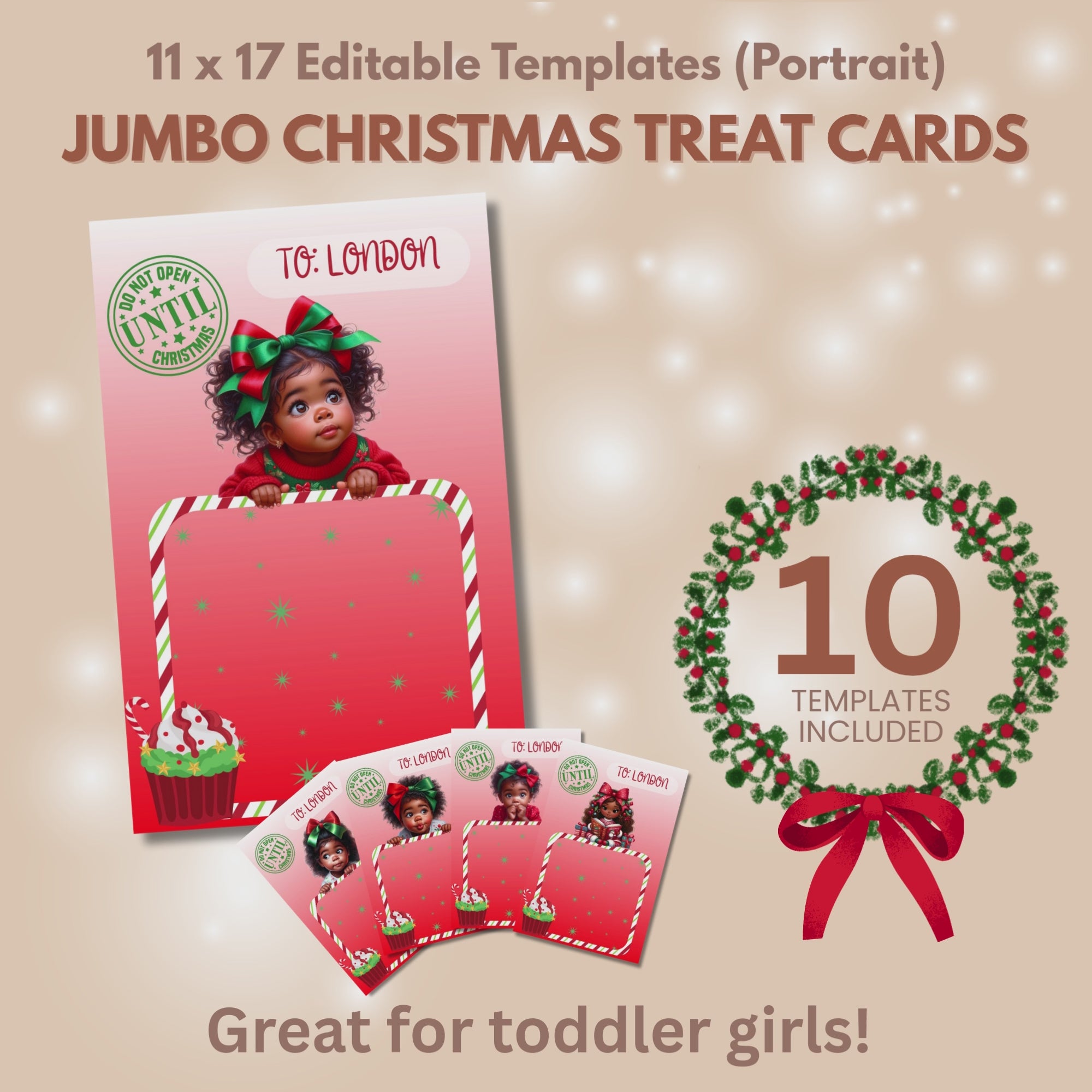 Toddler Girl Christmas Jumbo Treat Card